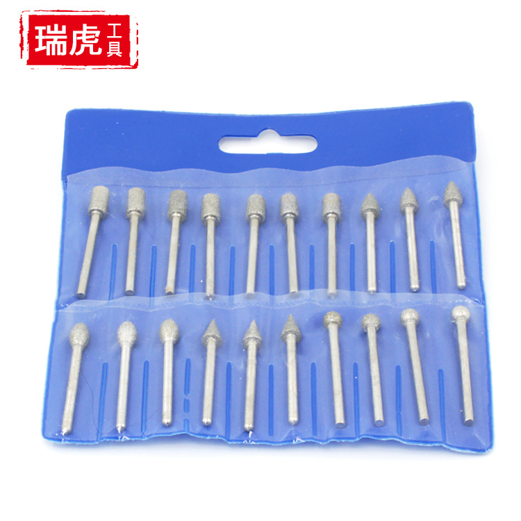 金刚石打磨头 金刚砂磨头细砂磨针石材玉石雕刻打磨去皮工具20PC