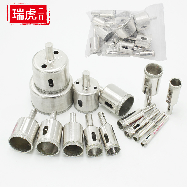 玻璃开孔器 瓷砖陶瓷玻璃金刚砂扩孔打磨佛珠修圆工具钻头套装6mm